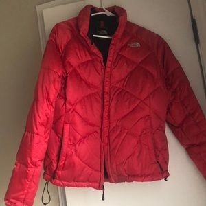 Red North Face coat